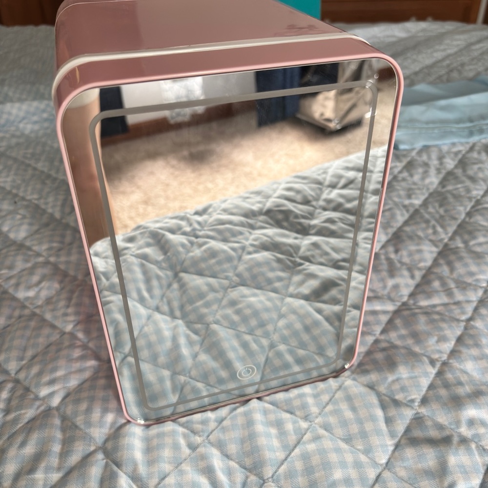 Pink Mini Fridge with Mirror Door